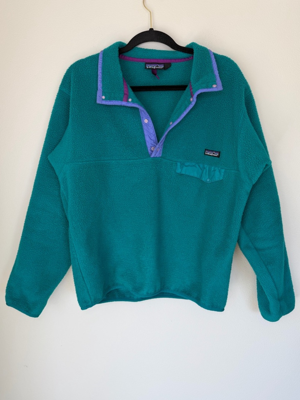 Vintage Patagonia Teal Fleece Pullover Sweatshirt Jacket 80s 90s